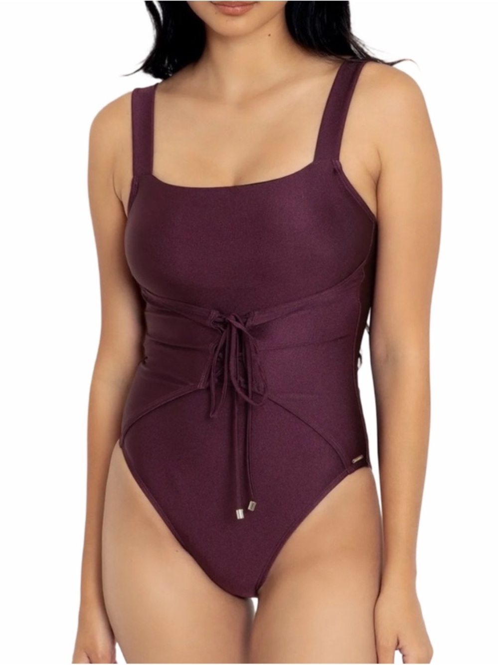 BlackMilk Dark Wine Shimmer Corset Swimsuit